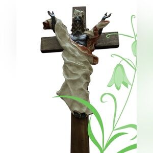 Decorative Crucifix with White and Orange Accents